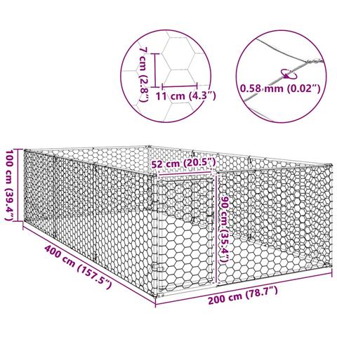Cuccia per Cani da Esterno con Porta 2x4x1 m Acciaio Zincato - Foto 8