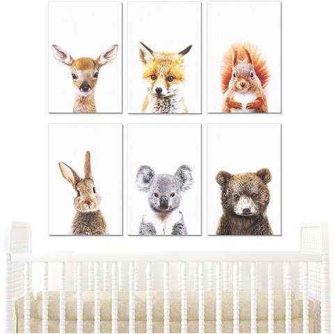 Poster Decorativi Per Bambini - Set Di 6 Animaletti Per La Cameretta - Foto 1