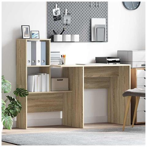 Scrivania rovere sonoma 131.5 x 50 x 106.5 cm Legno multistrato - Foto 2