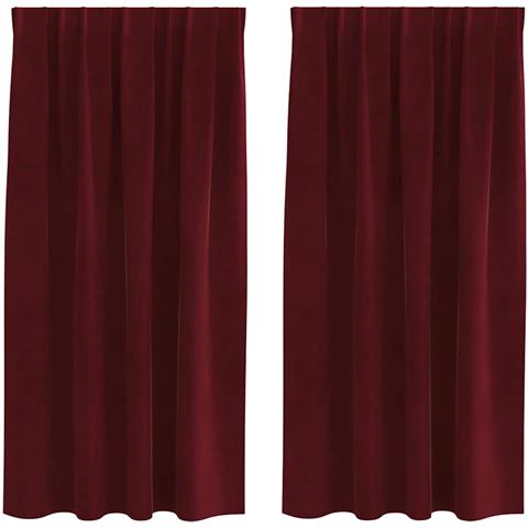Tende con tende 2 pcs Rosso vino 140 x 175 cm Velluto - Foto 1