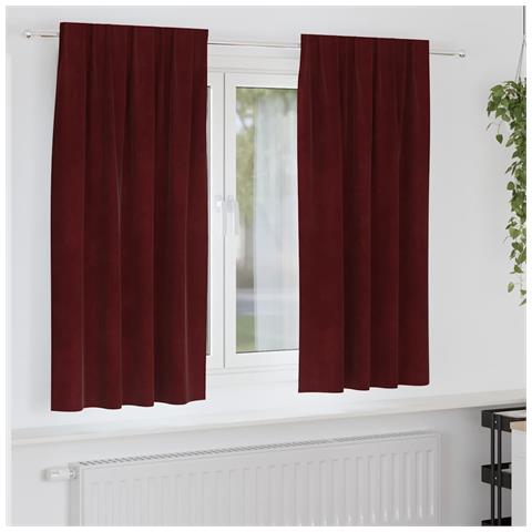 Tende con tende 2 pcs Rosso vino 140 x 175 cm Velluto - Foto 2