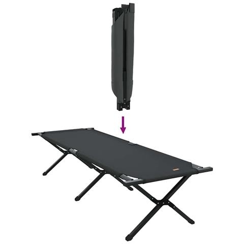 Letto da campeggio pieghevole Nero Tessuto Oxford - Foto 9
