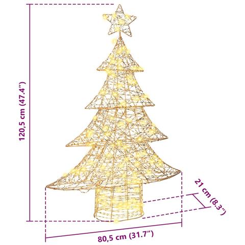 Albero di Natale con 120 LED Bianco caldo 120 cm PET - Foto 8