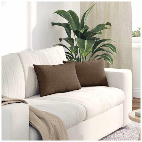 Cuscini da Divano 2 pcs Marrone 50 x 30 cm Tessuto - Foto 2