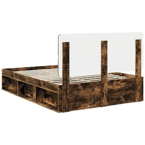 Struttura del letto Rovere fumé 150 x 200 cm Pino massello - Foto 9