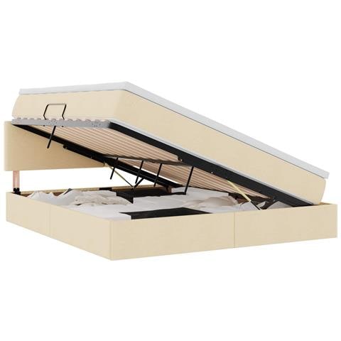 Letto con contenitore e LED Crema 160 x 200 cm Poliestere - Foto 1