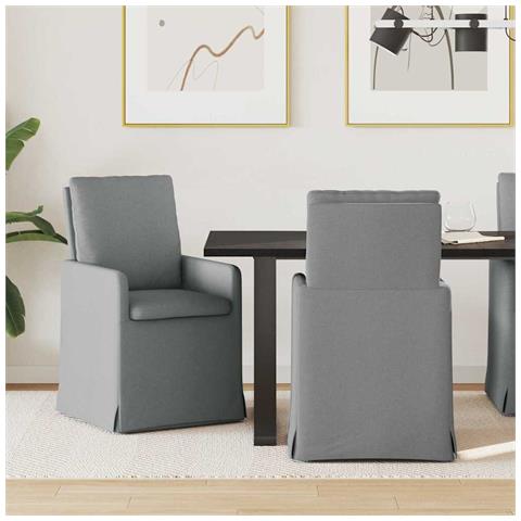 Sedie da pranzo 2 pcs Grigio chiaro 57 x 67 x 98 cm Tessuto - Foto 2
