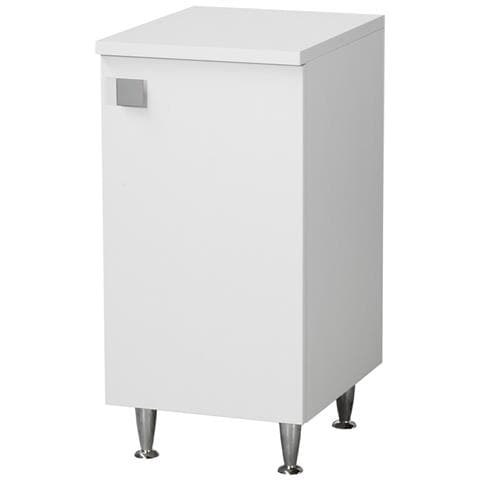 Mobiletto Bianco Frassinato Con Anta Destra, Piedini In Metallo E Profondità 50 Cm, Già Assemblato Per Bagno E Lavanderia. - Foto 1