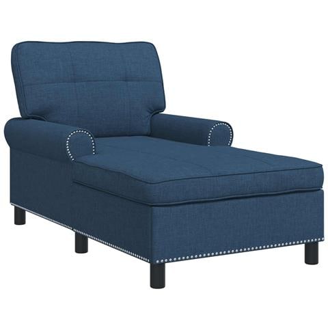 Chaise Lounge con cuscino Blu 91 x 157 x 91 cm Tessuto - Foto 1