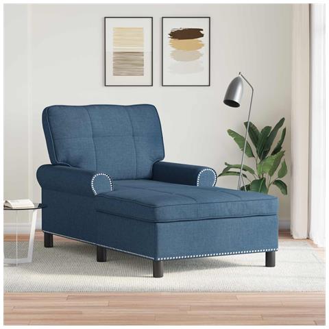 Chaise Lounge con cuscino Blu 91 x 157 x 91 cm Tessuto - Foto 2