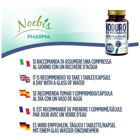 Ioduro di Potassio 225 mcg 600 Compresse - Iodio ad Alto Dosaggio - Tiroide, Metabolismo Energetico e Funzioni Cognitive (Confezione quintupla) - Foto 2