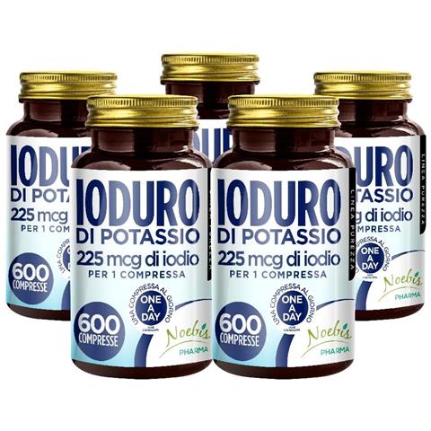 Ioduro di Potassio 225 mcg 600 Compresse - Iodio ad Alto Dosaggio - Tiroide, Metabolismo Energetico e Funzioni Cognitive (Confezione quintupla) - Foto 1