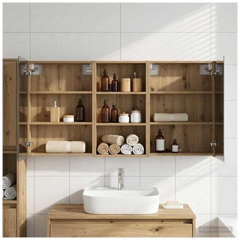 Set di Armadi da Bagno con lo scaffale 3 pcs 140 x 14,5 x 70 cm - Foto 2