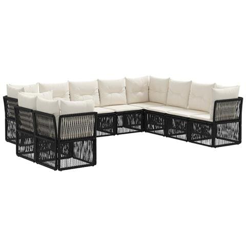 Set Divano da Giardino 10 pcs Nero polyrattan - Foto 1