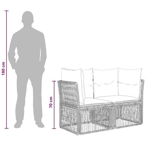 Set Divano da Giardino 10 pcs Nero polyrattan - Foto 9