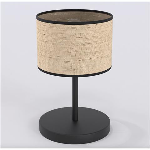 Lampada Da Tavolo Eco In Acciaio Nero E Rattan - Foto 1