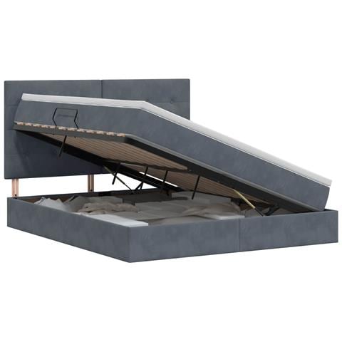 Letto con contenitore e materasso Grigio Scuro 160 x 200 cm - Foto 1