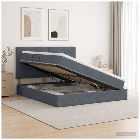 Letto con contenitore e materasso Grigio Scuro 160 x 200 cm - Foto 2