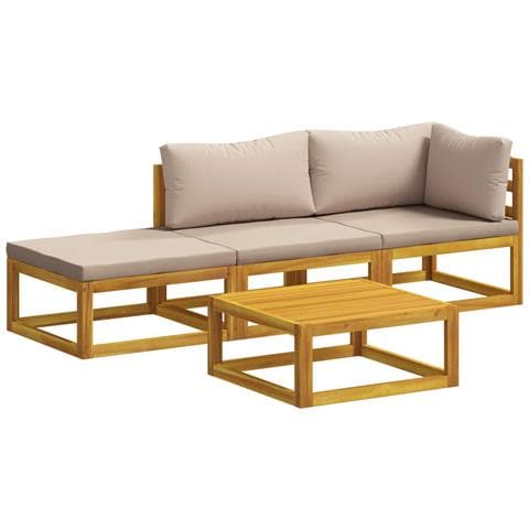Set di divani 4 pz Naturale Legno di Acacia Massello - Foto 1
