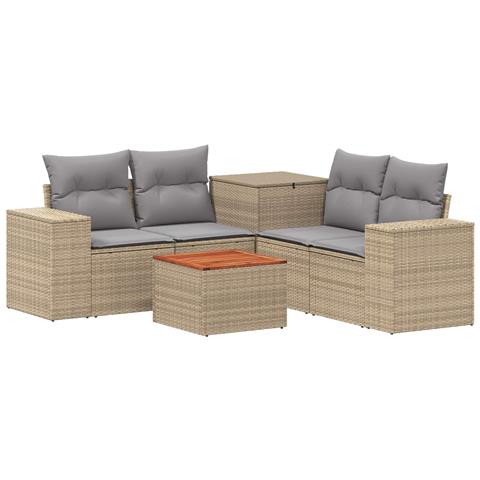 Set di divani 6 pz Beige e Grigio Chiaro - Foto 1