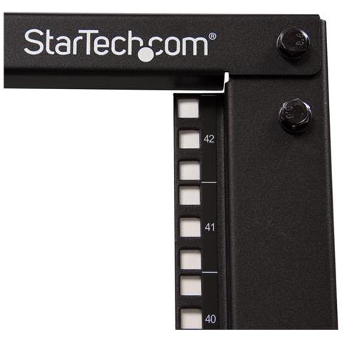 Armadio server rack 42U a giorno, 4 staffe e profondità regolabile - Imballaggio piatto con ruote orientabili, piedini di livellamento e ganci di gestione dei cavi - Foto 6