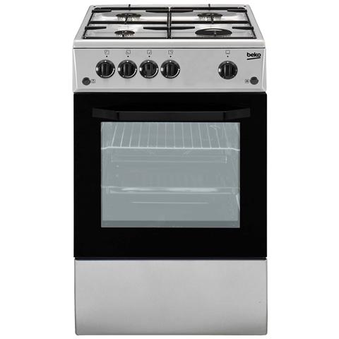 BEKO Cucina a Gas CSG42011FS 4 Fuochi Forno a Gas Dimensioni 50x50 cm Colore Silver