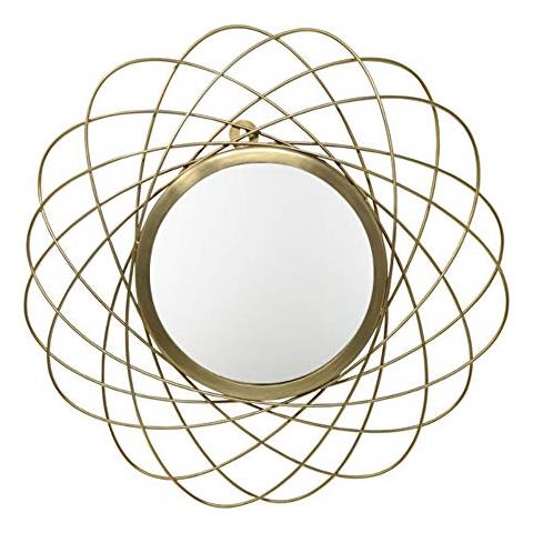 Ayna Specchio Da Parete In Ferro Dorato, Da Appendere, Ø 44,5 Cm - Foto 1