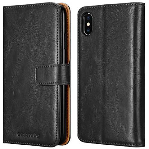 Custodia Compatibile Con Apple Iphone Xs Max In Nero Grafite - Coperchio Protettiva Con Chiusura Magnetica, Funzione Stand E Tasca Per Le Carte - Foto 2