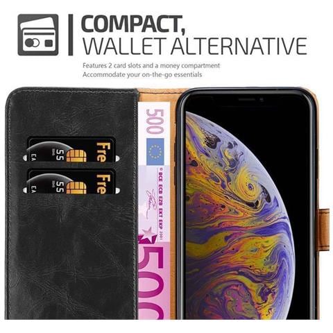 Custodia Compatibile Con Apple Iphone Xs Max In Nero Grafite - Coperchio Protettiva Con Chiusura Magnetica, Funzione Stand E Tasca Per Le Carte - Foto 9