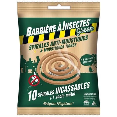 Barriera Per Insetti Barbiospir10n Verde - Spirali Antizanzare A Base Di Geraniolo - Sacchetto Da 10 Spirali - Foto 1