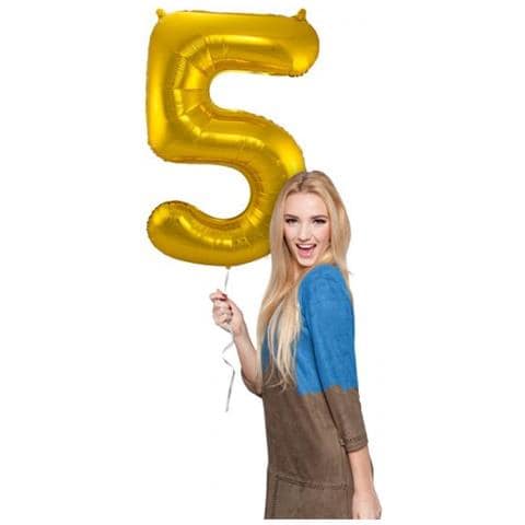 Numero Palloncino 5 Lamina 86 Cm Oro - Foto 2