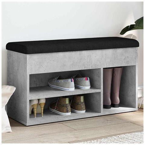 Panca Per Scarpe Grigio Cemento 82x32x45,5cm Legno Multistrato - Foto 2