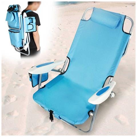 Spiaggina Pieghevole Sedia Spiaggia Alluminio Con Borsa Termica E Spallacci Blu - Foto 1