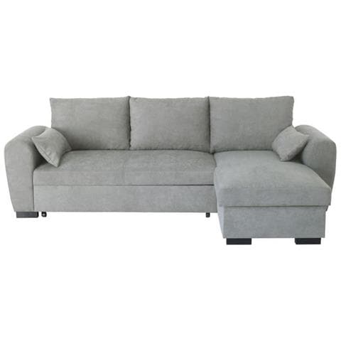 Divano Angolare Trasformabile Reversibile Max - Chaise Longue Con Cassapanca - Tessuto Grigio Chiaro - 240 X 143 X 85 Cm - Foto 1