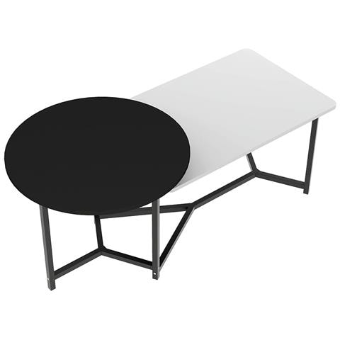 Tavolino Basso Da Caffè 2 Ripiani Luxury Tavolo Salotto Struttura Metallo Nero - Foto 2