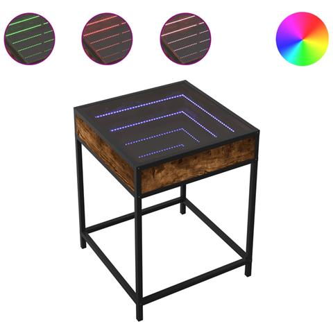 Tavolino Da Salotto Con Led Infinity Rovere Fumo 40x40x51 Cm - Foto 2