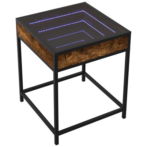 Tavolino Da Salotto Con Led Infinity Rovere Fumo 40x40x51 Cm - Foto 3