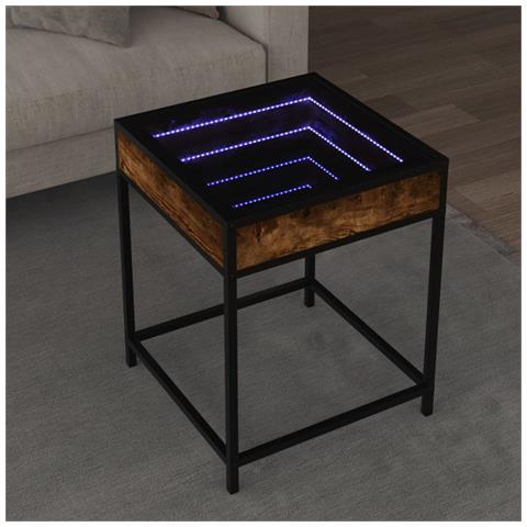 Tavolino Da Salotto Con Led Infinity Rovere Fumo 40x40x51 Cm - Foto 1