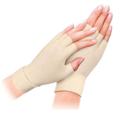 1 Paio Di Guanti Mezze Dita A Compressione Per Alleviare Il Dolore Alle Dita E Alle Mani Beige - Foto 5