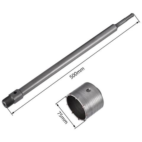 Fresa Muro Cemento A Tazza 75 Mm Asta Prolunga 50 Cm Attacco Trapano Sds Plus - Foto 2