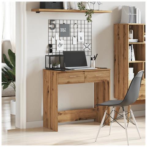 Scrivania Rovere Artigianale 80x40x75 Cm In Legno Multistrato - Foto 3