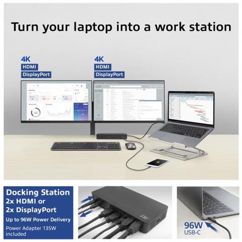 Ac7160 Replicatore Di Porte E Docking Station Per Laptop Cablato Usb 3.2 Gen 2 (3.1 Gen 2) Type-c Nero - Foto 3