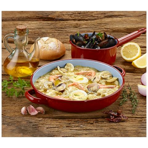 Briebe Terra Pentola Induzione 16 Cm, Casseruola 1,4l Con Coperchio Acciaio Smaltato Vintage  Marrone - Foto 2