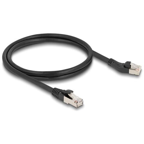 Cavo di rete RJ45 Cat. 8.1 S /FTP maschio da 45° angolato a sinistra per maschio diritto fino a 40 Gbps 1 m nero - Foto 1