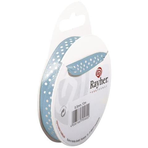 Nastro In Raso Con Puntini H 9,5mm Rotolo 10mt Azzurro - Foto 1