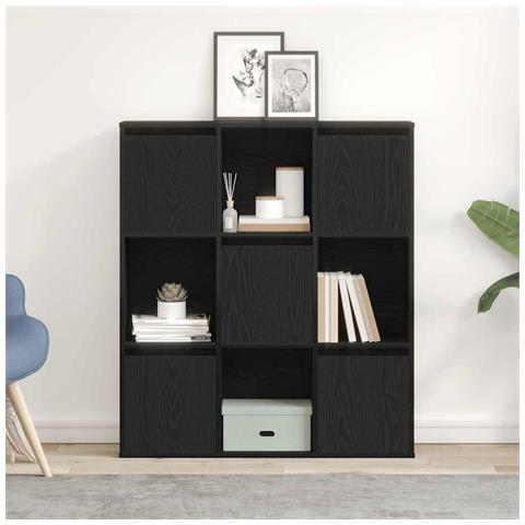 Libreria Rovere Nero 89x24x101,5 Cm In Legno Multistrato - Foto 3