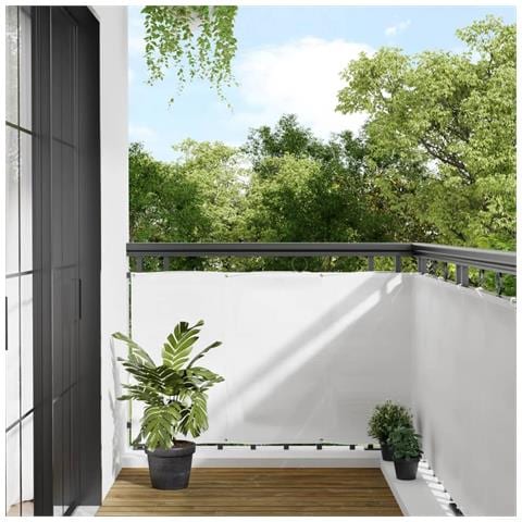 Paravento Da Balcone Bianco 90x700 Cm 100% Poliestere Oxford - Foto 1