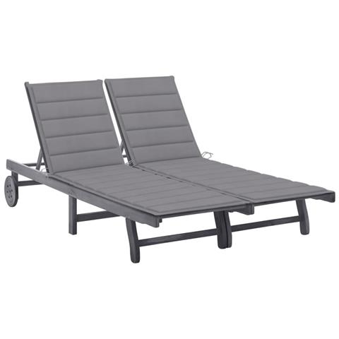 Lusso Casadino -  Sdraio Da Giardino Grigia A 2 Posti Con Cuscini Massello Acacia - Foto 2