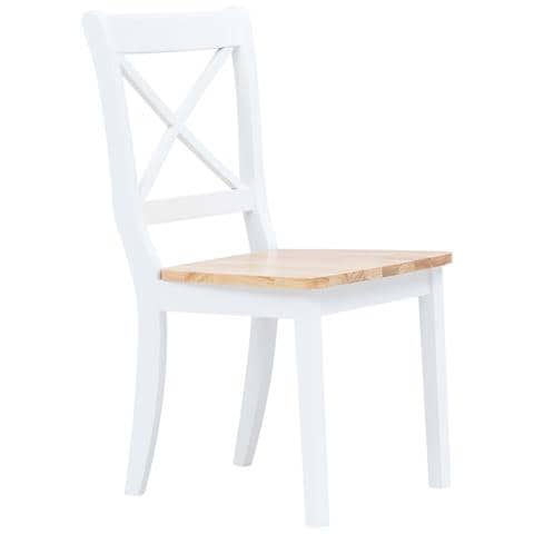 Sedie Da Pranzo 4 Pz Bianco E Naturale In Massello Di Hevea - Foto 1