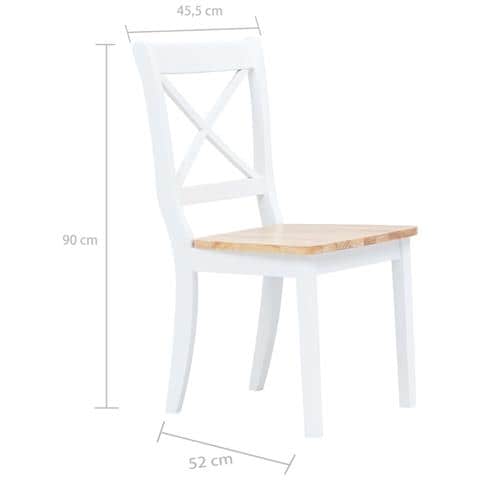 Sedie Da Pranzo 4 Pz Bianco E Naturale In Massello Di Hevea - Foto 7